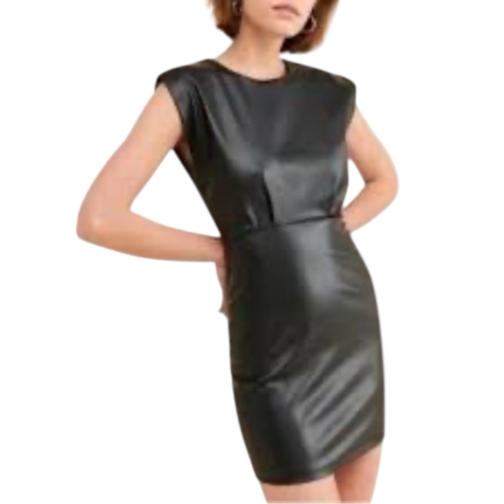 Do + Be Black Vegan Leather Mini Dress Size Large